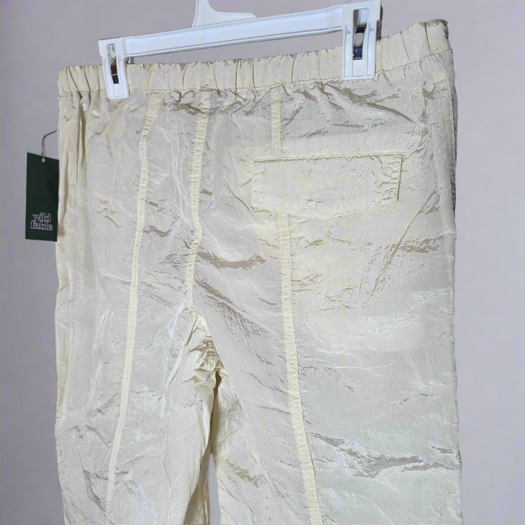 NWT New Women's Wild Fable Light Beige Swoosh Pants 492XP9 Small Tie Bottom