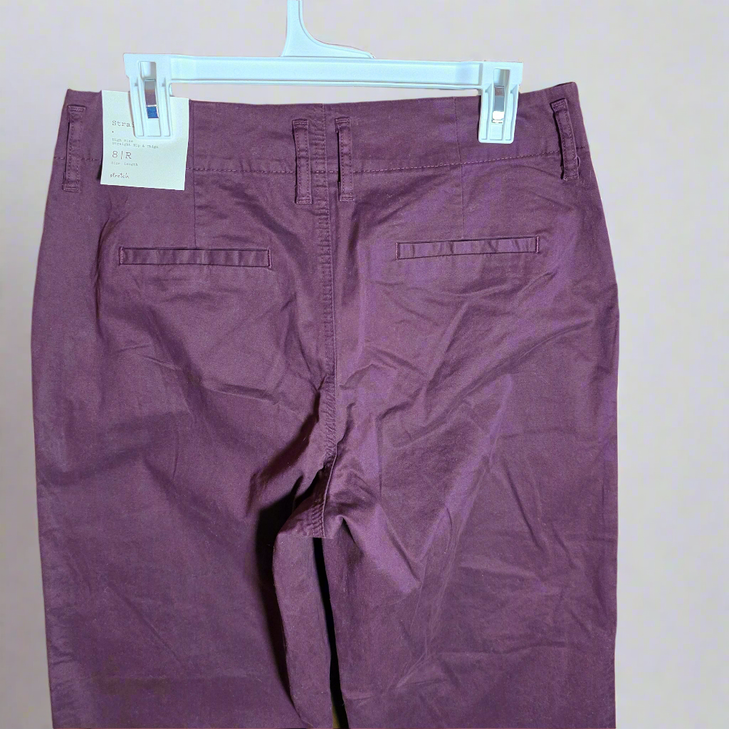 NWT New Women's A New Day Straight Leg High Rise Pants 8 R Burgundy X2EE61