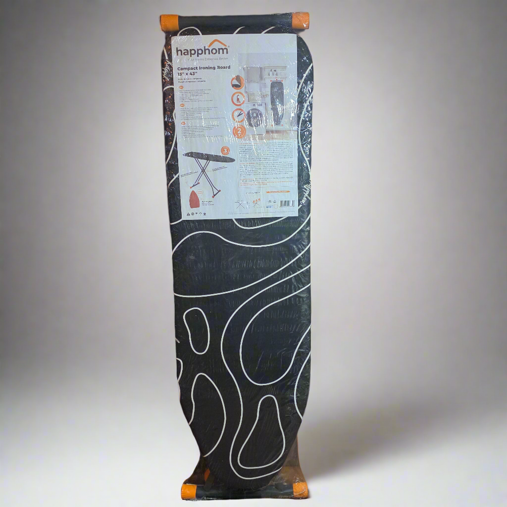 New HAPPHOM Compact Ironing Board 13" x 43" Black TBG-03
