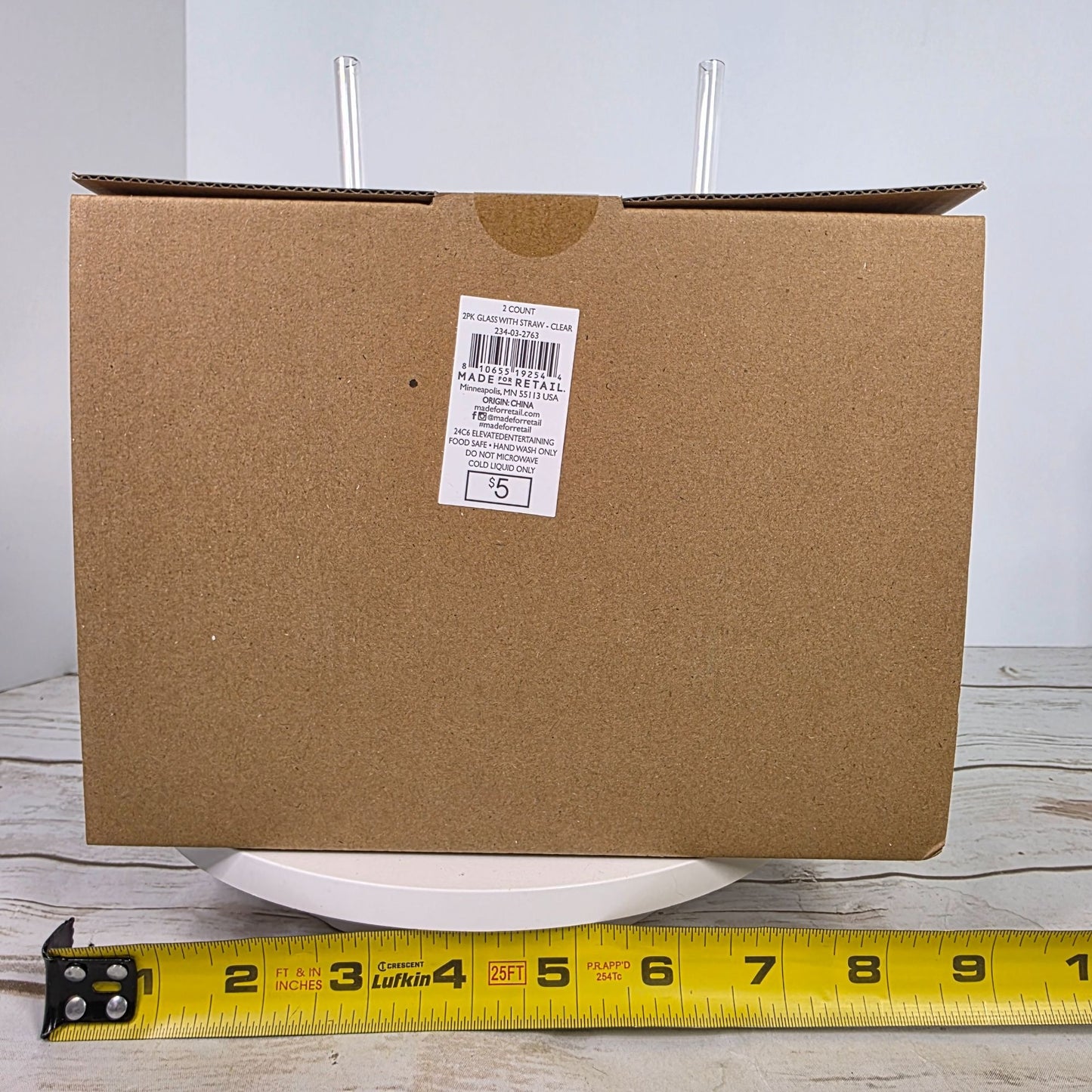 2 Pack Ribbed Clear Glass Tumblers With Bamboo Lids & Reusable Straws 11 Oz