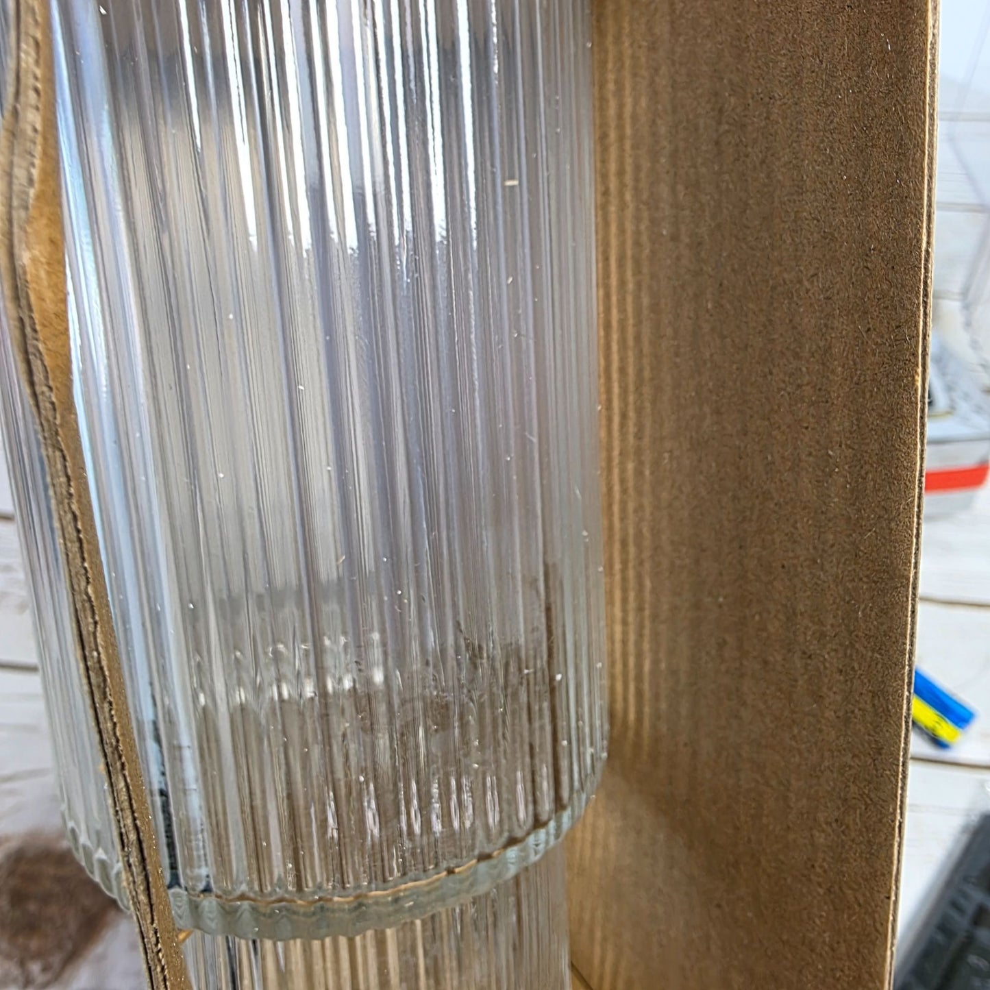 2 Pack Ribbed Clear Glass Tumblers With Bamboo Lids & Reusable Straws 11 Oz