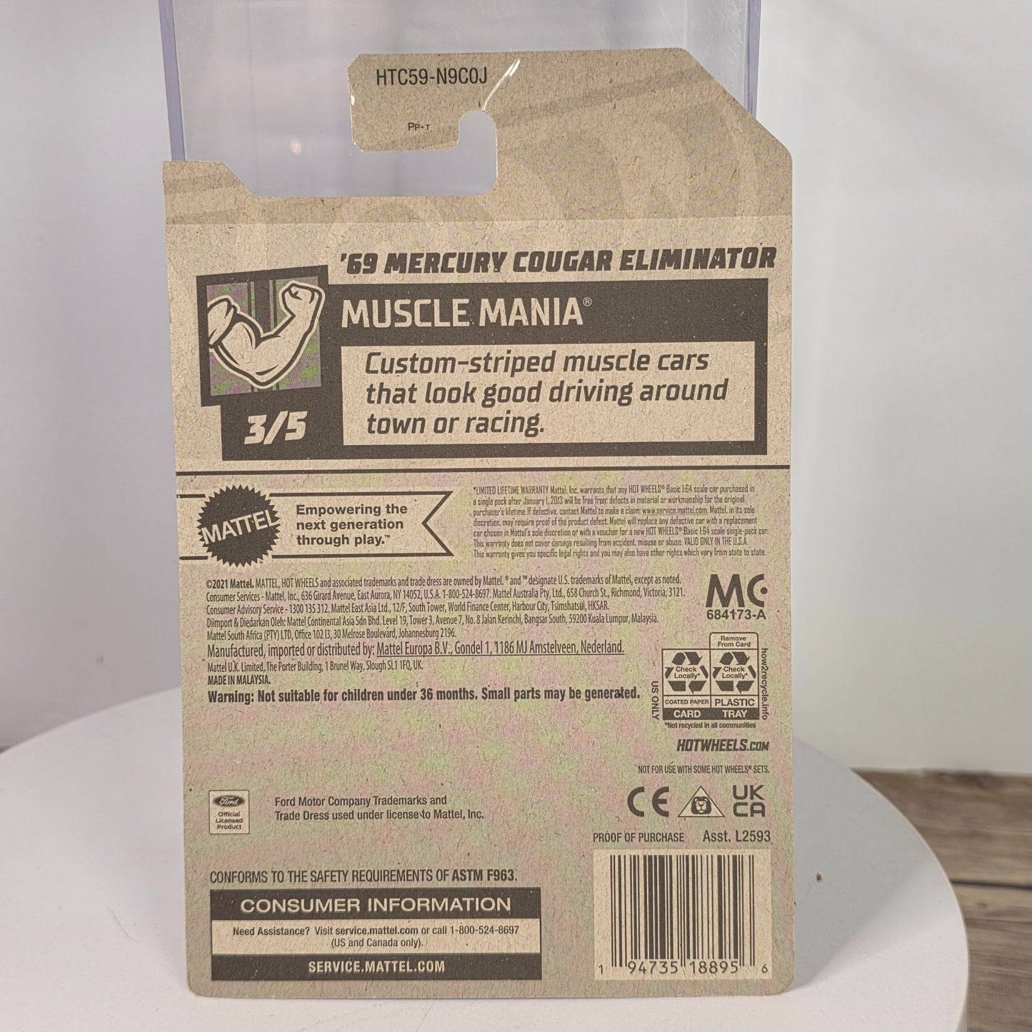 Hot Wheels 69 Mercury Cougar Eliminator Die-Cast Car 171/250  Muscle Mania Series