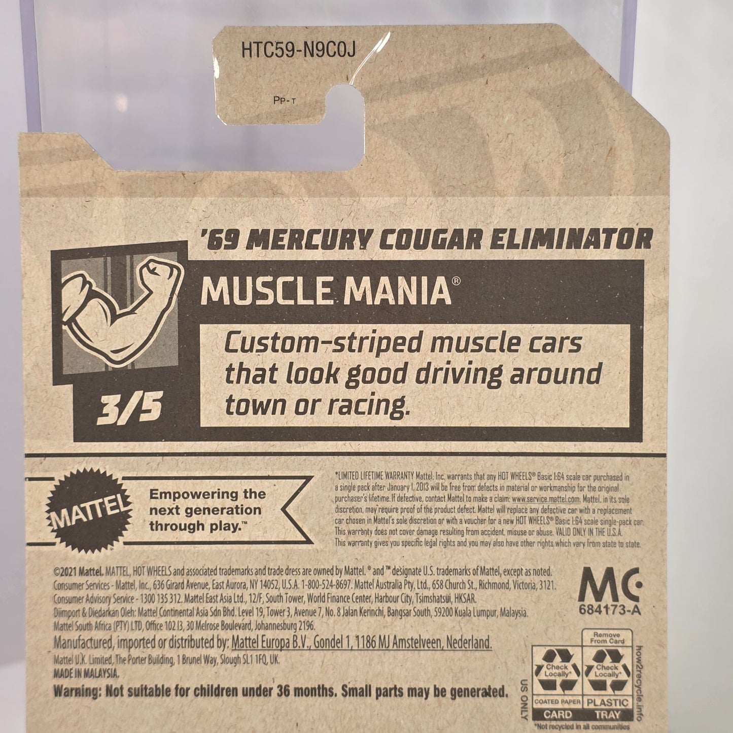 Hot Wheels 69 Mercury Cougar Eliminator Die-Cast Car 171/250  Muscle Mania Series