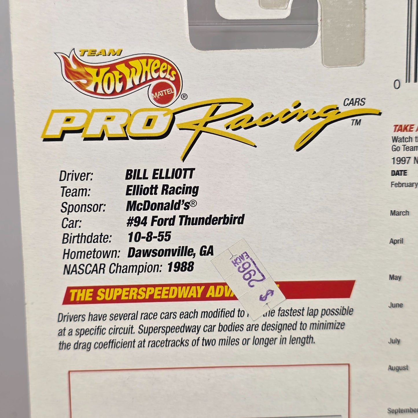 Hot Wheels Pro Racing 1997 Bill Elliott Die-Cast Car