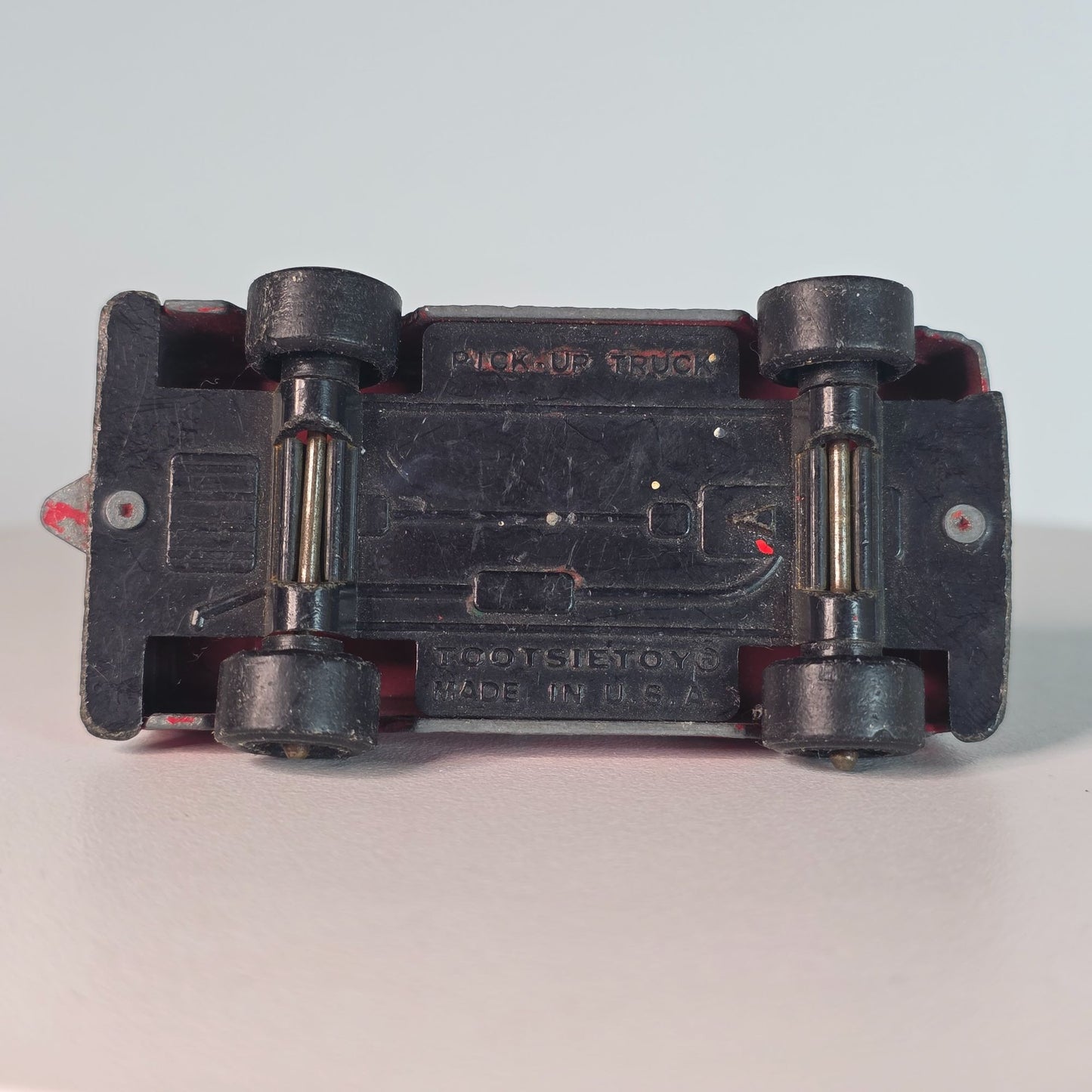 Vintage TootsieToy Red Pickup Truck Die-Cast Metal Toy Car Distressed Look Collectible