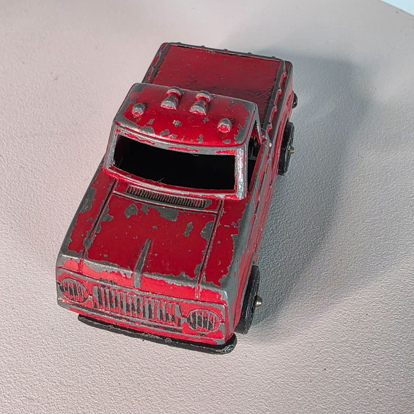 Vintage TootsieToy Red Pickup Truck Die-Cast Metal Toy Car Distressed Look Collectible