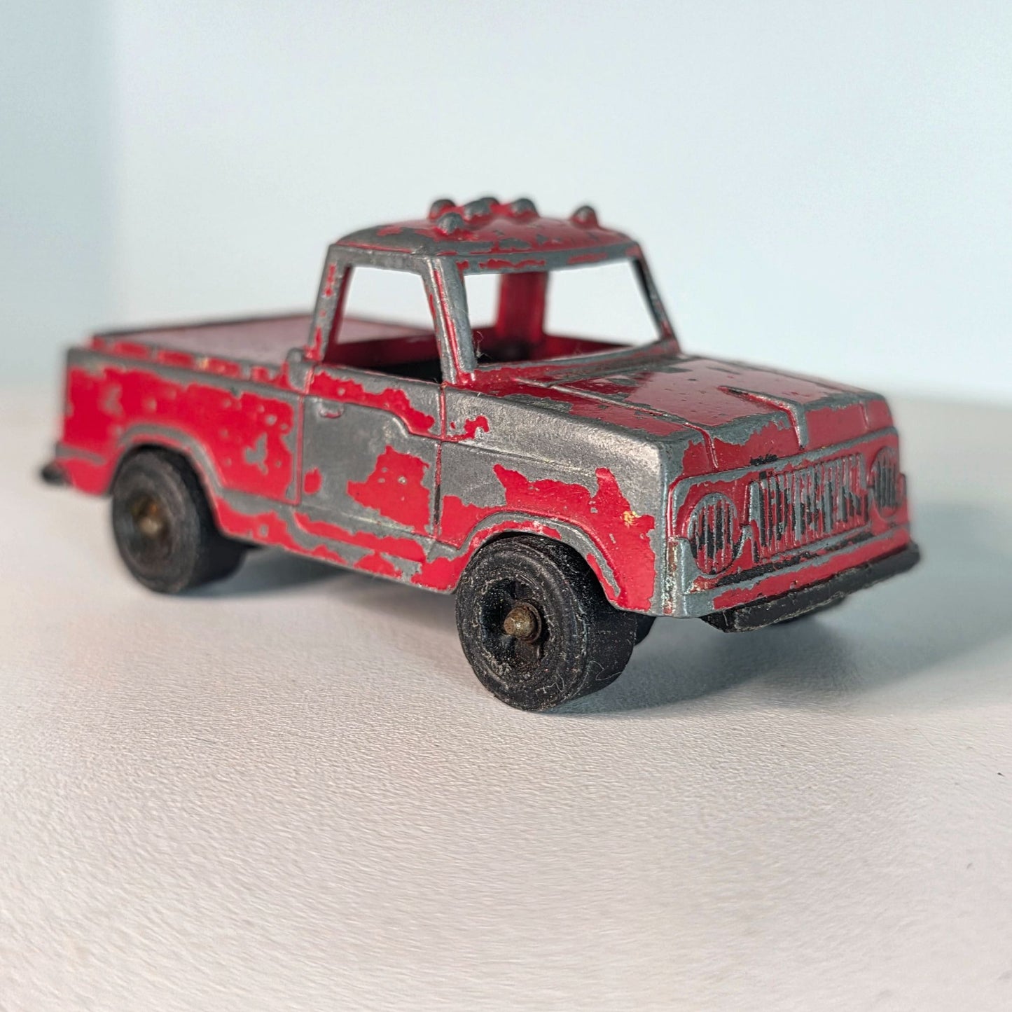 Vintage TootsieToy Red Pickup Truck Die-Cast Metal Toy Car Distressed Look Collectible