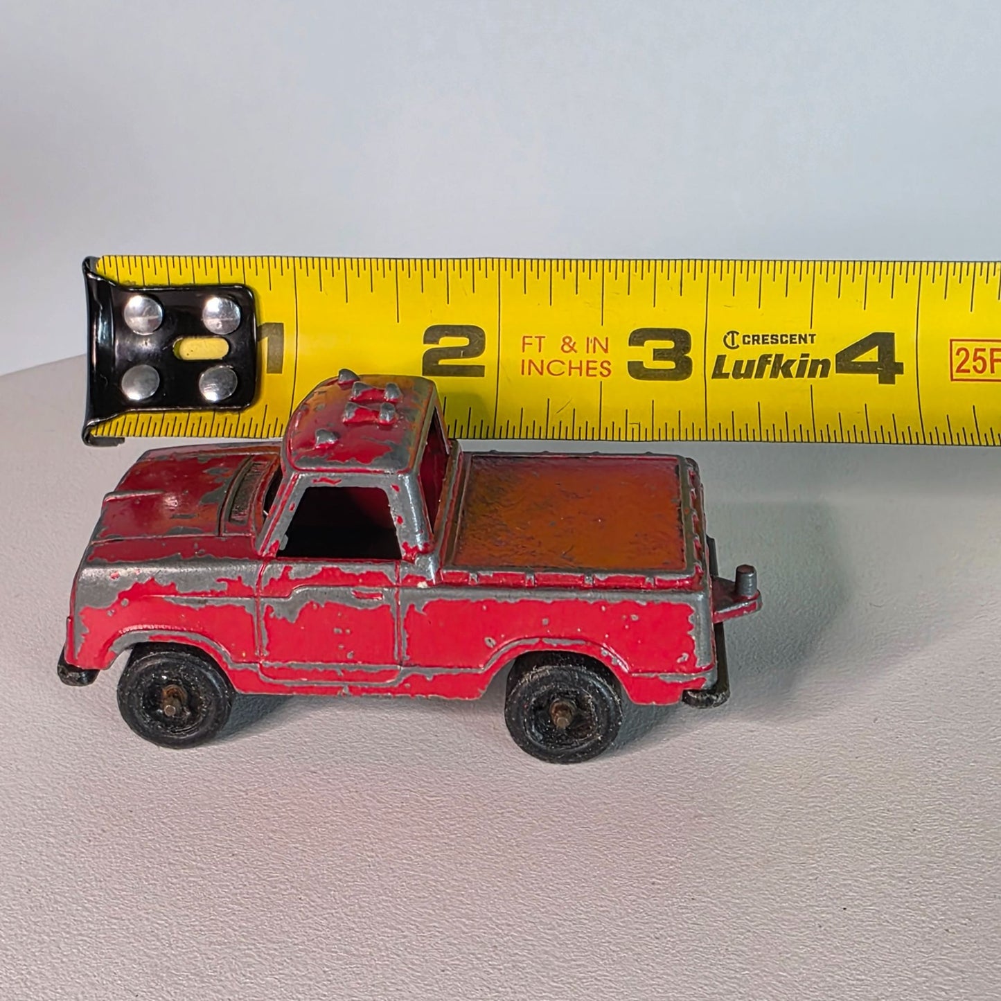 Vintage TootsieToy Red Pickup Truck Die-Cast Metal Toy Car Distressed Look Collectible