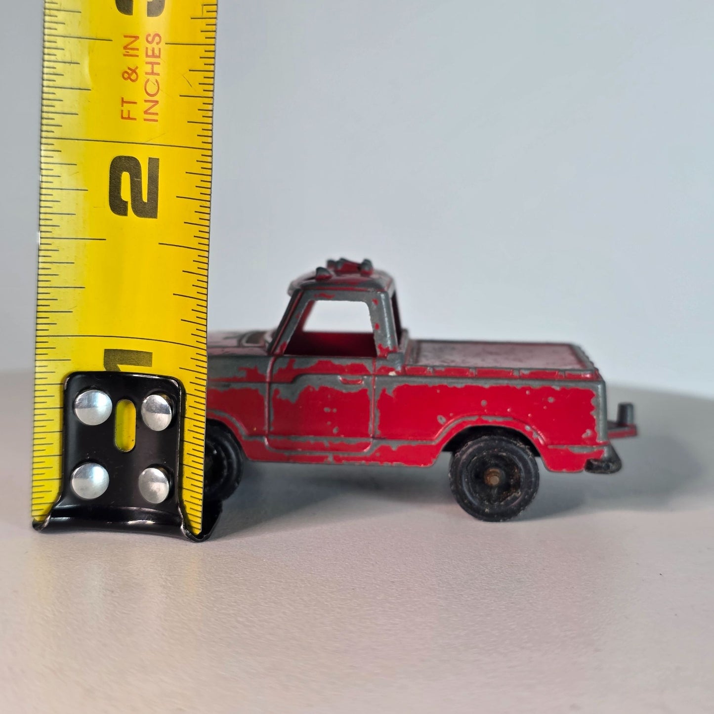 Vintage TootsieToy Red Pickup Truck Die-Cast Metal Toy Car Distressed Look Collectible