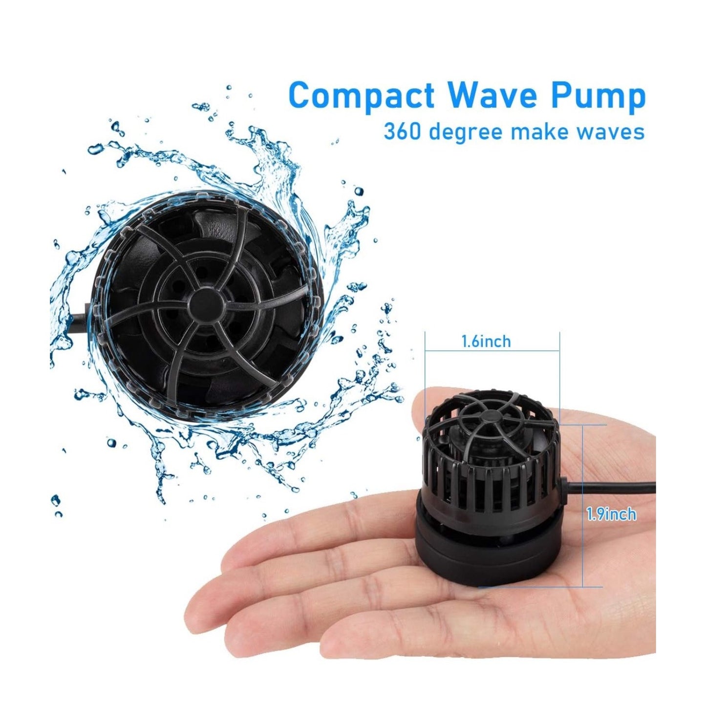 Hygger Quiet Magnetic Aquarium Wave Maker With Eco DC Controller HG951 1600GPH Adjustable Flow For Freshwater & Saltwater