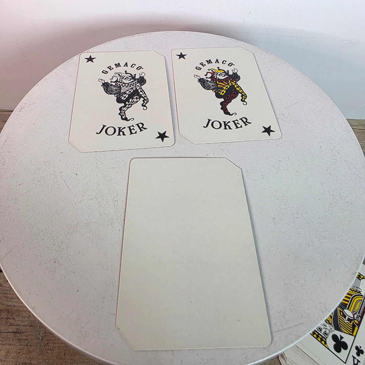 Authentic Gemaco Casino Floor Used Deck - Clown Jokers, Red Back, Casino Box Markings