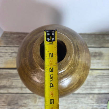 Large 12 Inch Decorative Wood Vase Rustic Farmhouse Accent Gold & Brown Tones