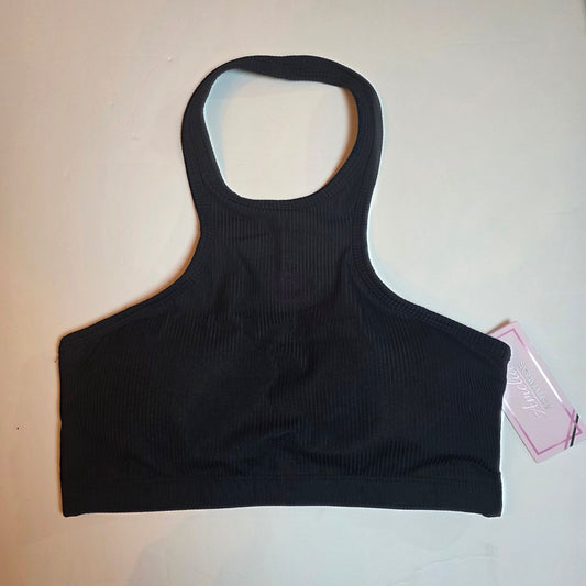 Amelia Activewear Womens Ribbed Black Racerback Sports Bra S
