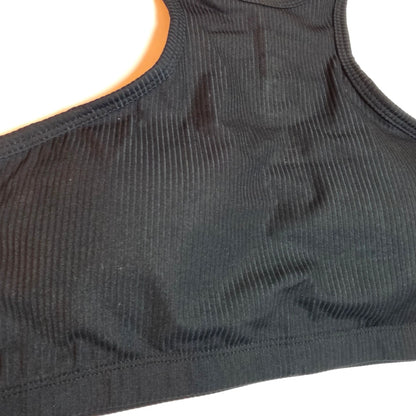 Amelia Activewear Womens Ribbed Black Racerback Sports Bra S