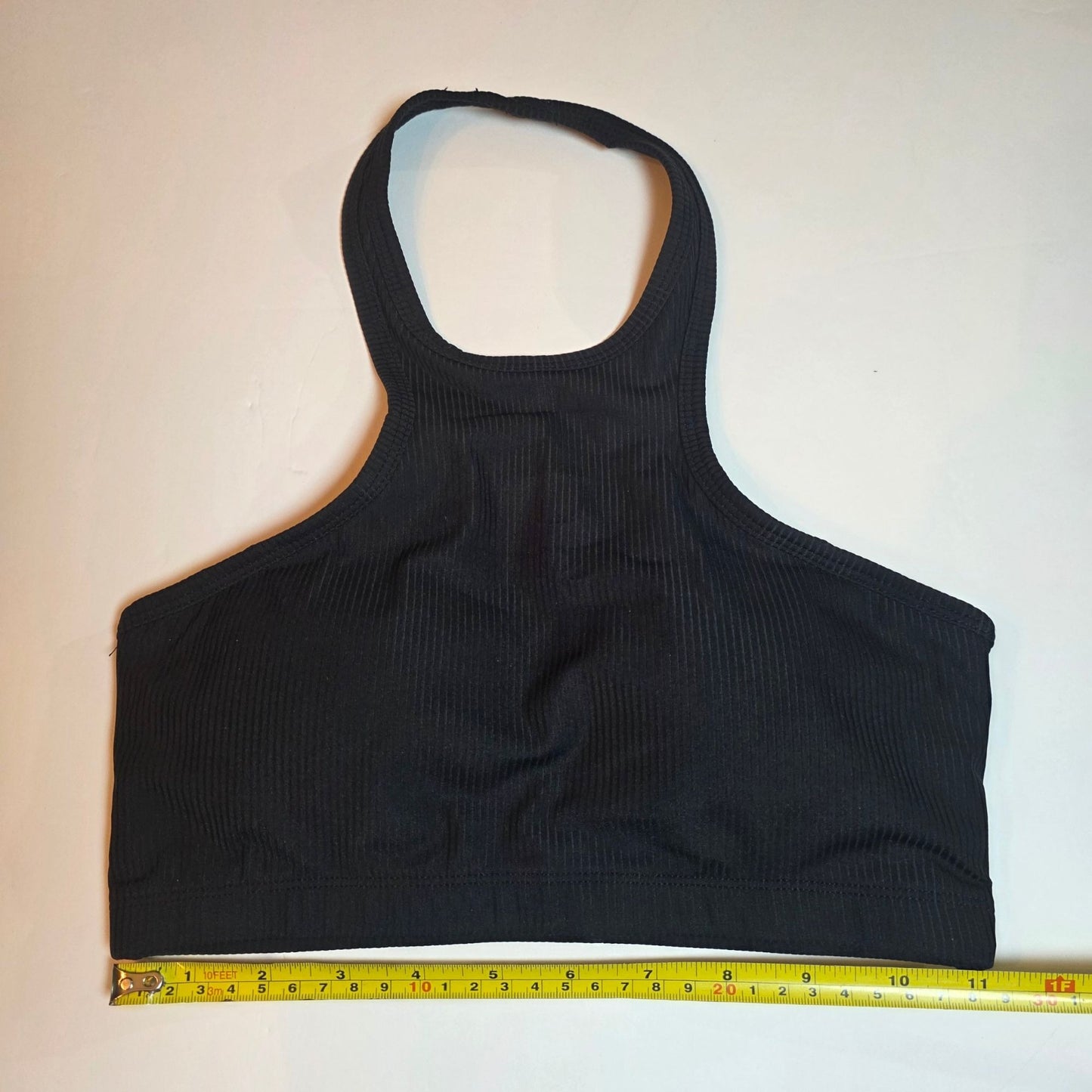 Amelia Activewear Womens Ribbed Black Racerback Sports Bra S