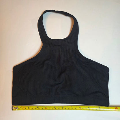 Amelia Activewear Womens Ribbed Black Racerback Sports Bra S