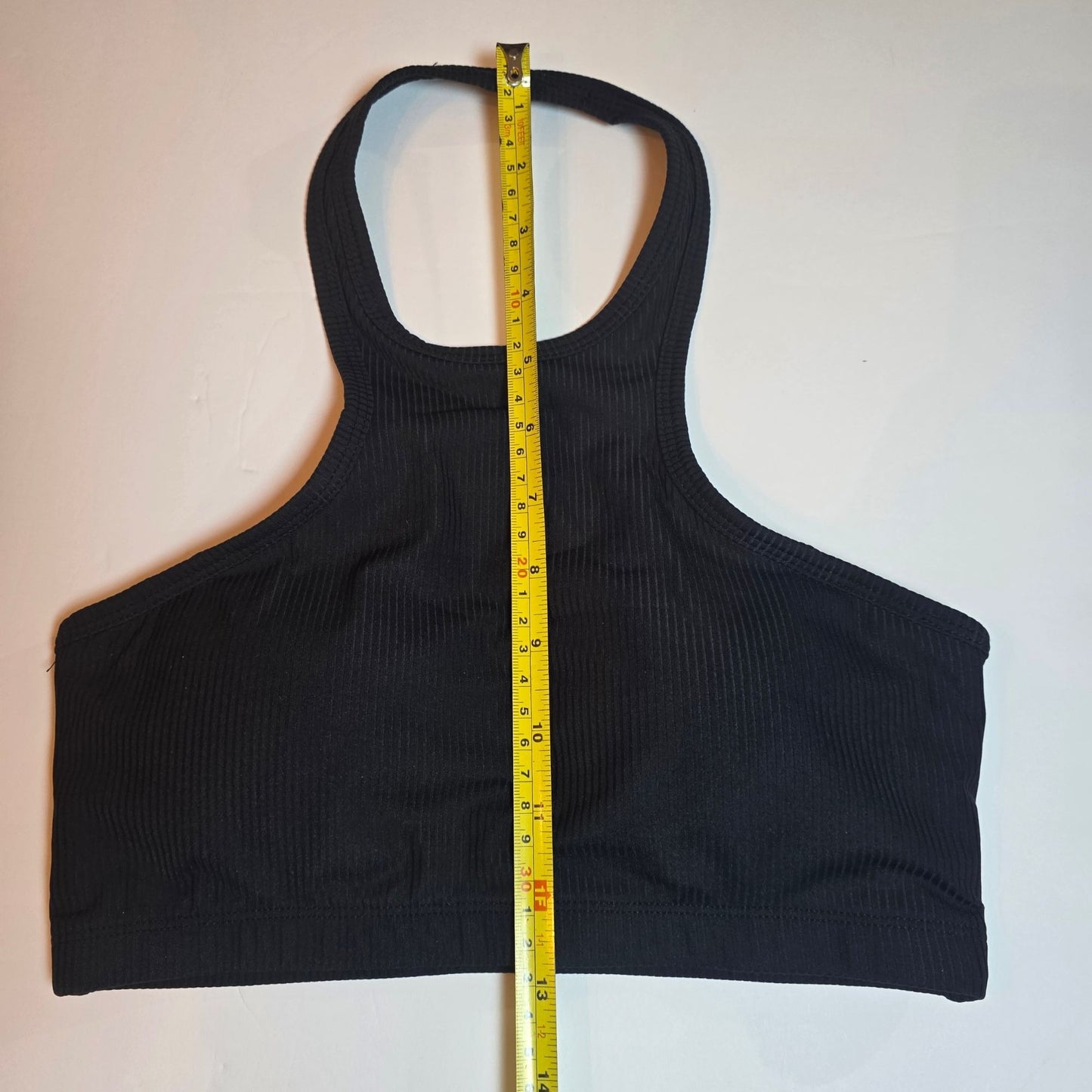 Amelia Activewear Womens Ribbed Black Racerback Sports Bra S