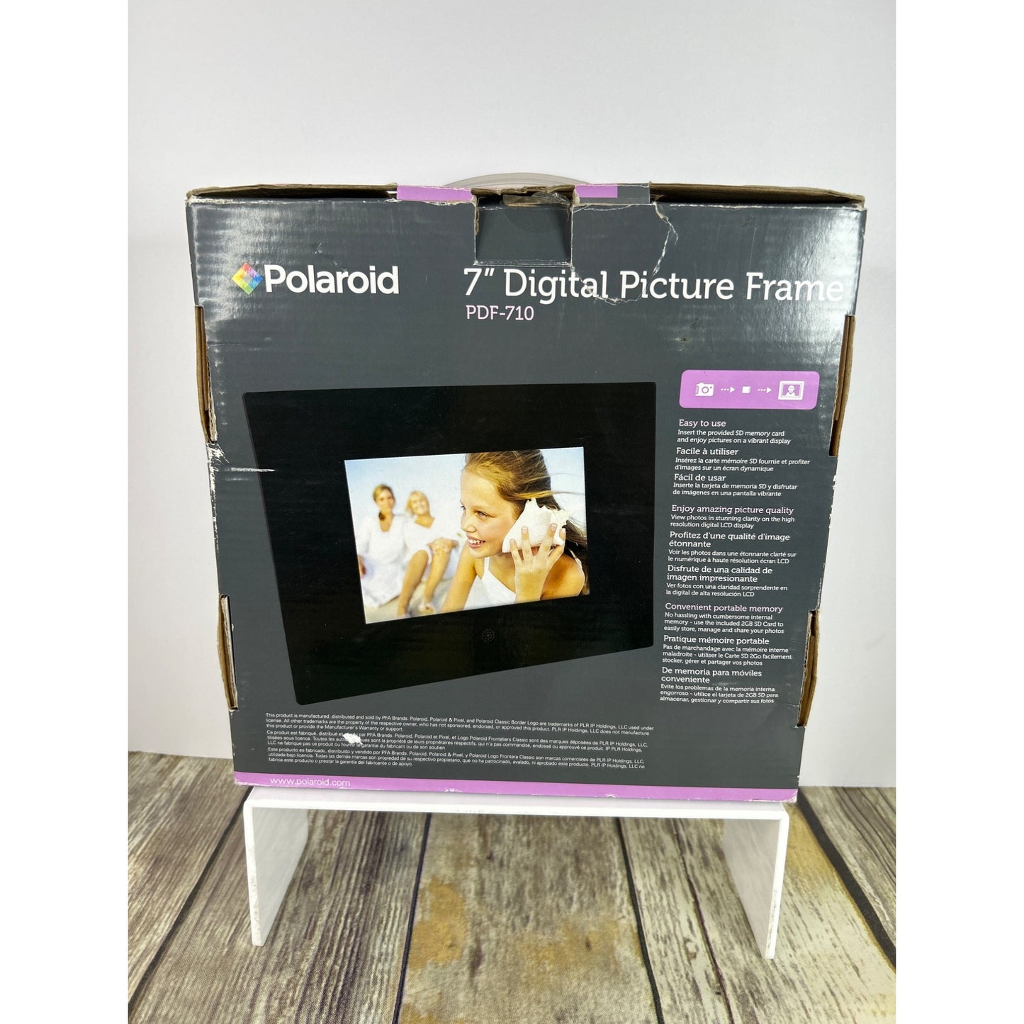 Polaroid 7" Digital Picture Frame With Stand & Box