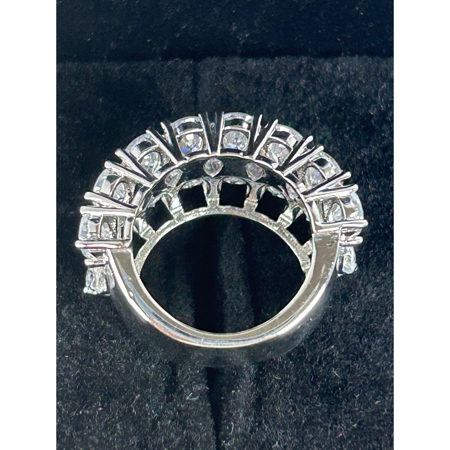 Exquisite 925 Sterling Silver Wide Band Ring With Teardrop & Marquise Cut Cubic Zirconia Stones