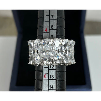 Exquisite 925 Sterling Silver Wide Band Ring With Teardrop & Marquise Cut Cubic Zirconia Stones