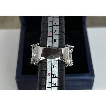 Exquisite 925 Sterling Silver Wide Band Ring With Teardrop & Marquise Cut Cubic Zirconia Stones