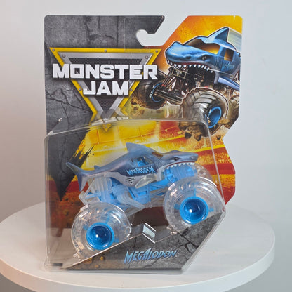 Monster Jam Megalodon Die-Cast Truck 1:64 Scale With Blue Transparent Wheels