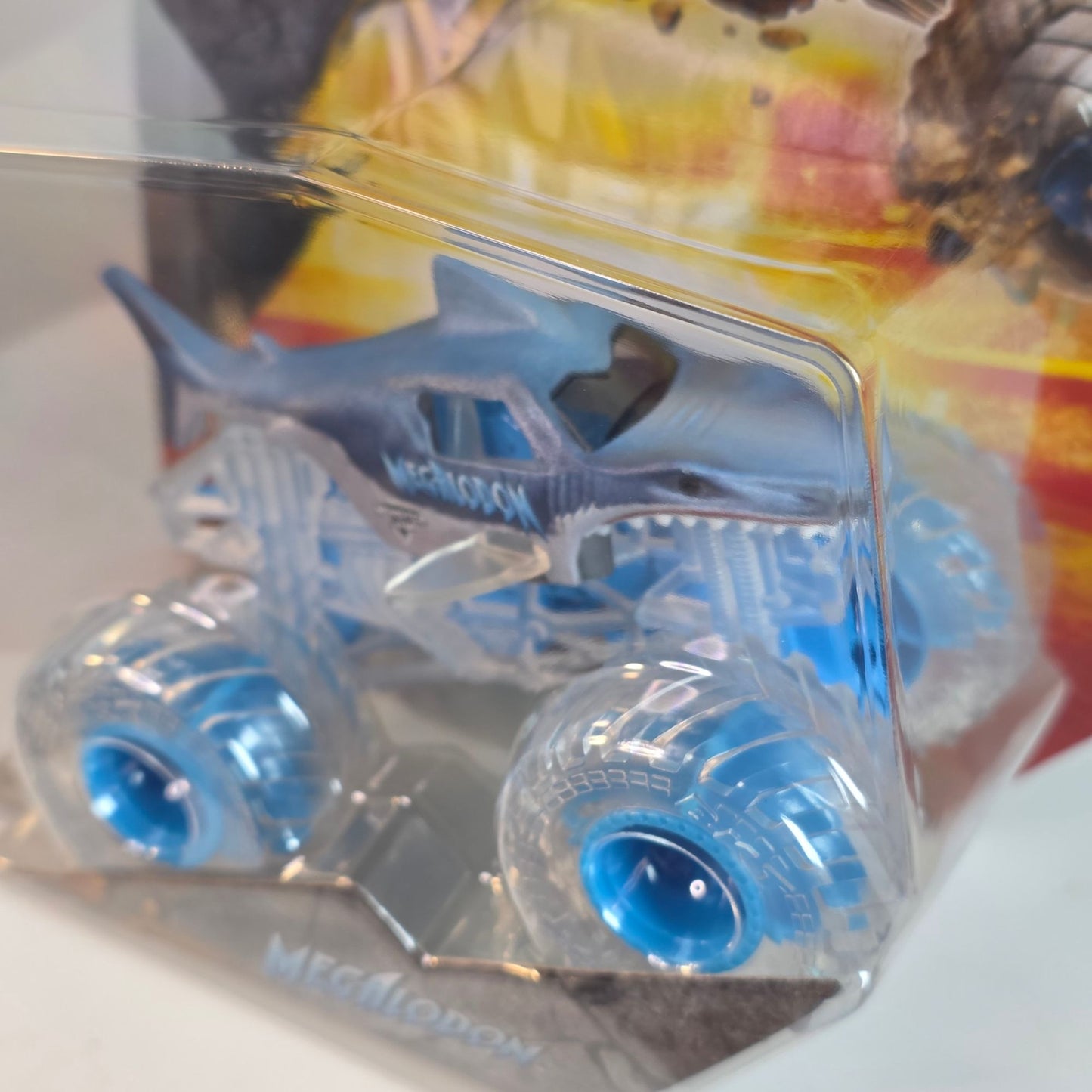 Monster Jam Megalodon Die-Cast Truck 1:64 Scale With Blue Transparent Wheels