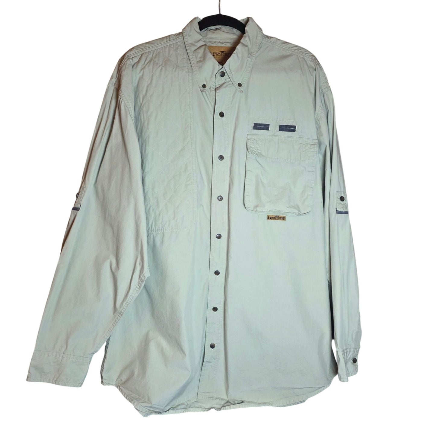 Lewis Creek Mens XXL Long Sleeve Button-Up Shirt 100% Cotton Light Green Outdoor Wear