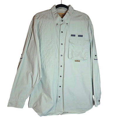 Lewis Creek Mens XXL Long Sleeve Button-Up Shirt 100% Cotton Light Green Outdoor Wear