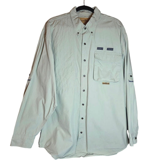 Lewis Creek Mens XXL Long Sleeve Button-Up Shirt 100% Cotton Light Green Outdoor Wear
