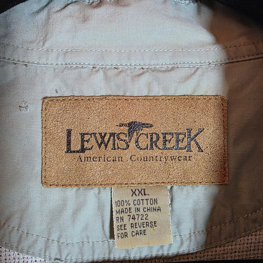 Lewis Creek Mens XXL Long Sleeve Button-Up Shirt 100% Cotton Light Green Outdoor Wear