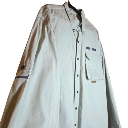 Lewis Creek Mens XXL Long Sleeve Button-Up Shirt 100% Cotton Light Green Outdoor Wear