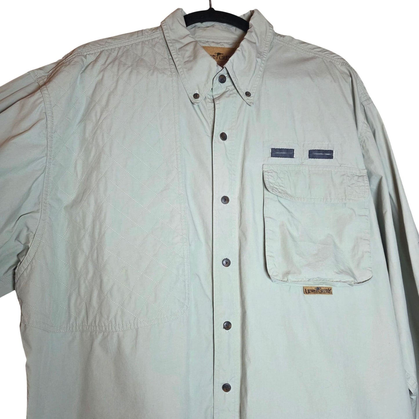 Lewis Creek Mens XXL Long Sleeve Button-Up Shirt 100% Cotton Light Green Outdoor Wear