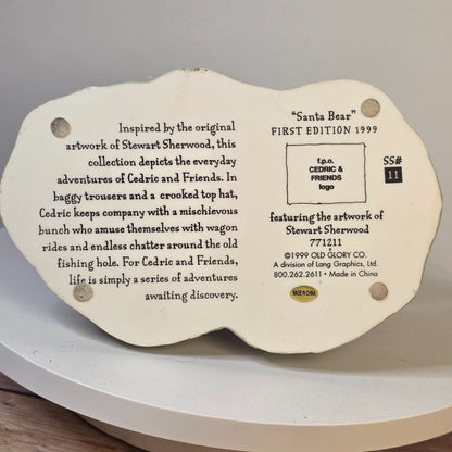 "Santa Bear" 1st Edition Figurine Stewart Sherwood 1999 Old Glory Cedric & Friends Holiday Collectible Decor SN #11