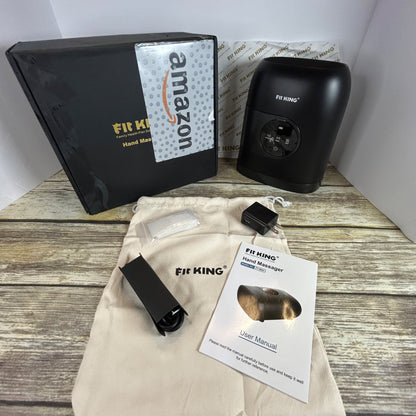 Fit King Hand Massager With Heat Rechargeable Adjustable Intensity & Modes Includes Manual & Storage Bag Black