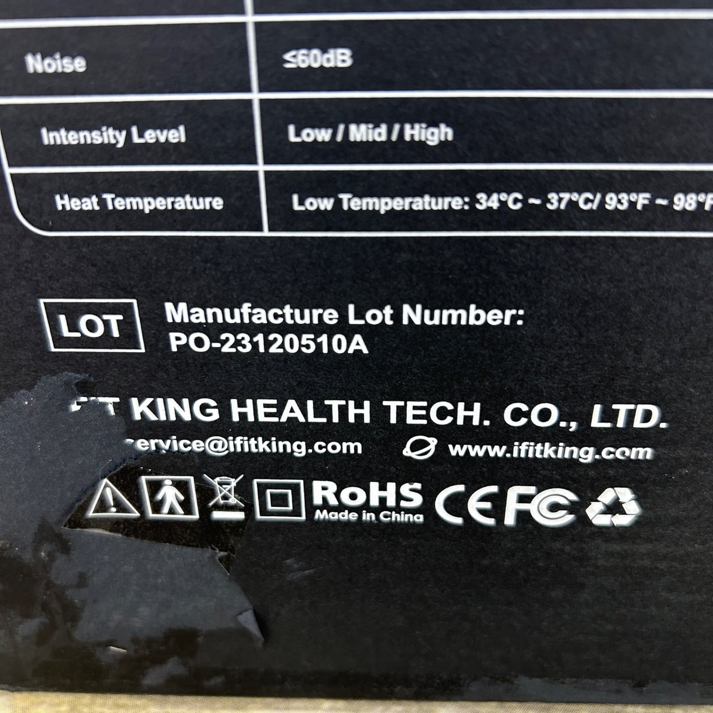 Fit King Hand Massager With Heat Rechargeable Adjustable Intensity & Modes Includes Manual & Storage Bag Black