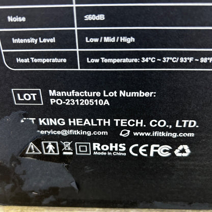 Fit King Hand Massager With Heat Rechargeable Adjustable Intensity & Modes Includes Manual & Storage Bag Black