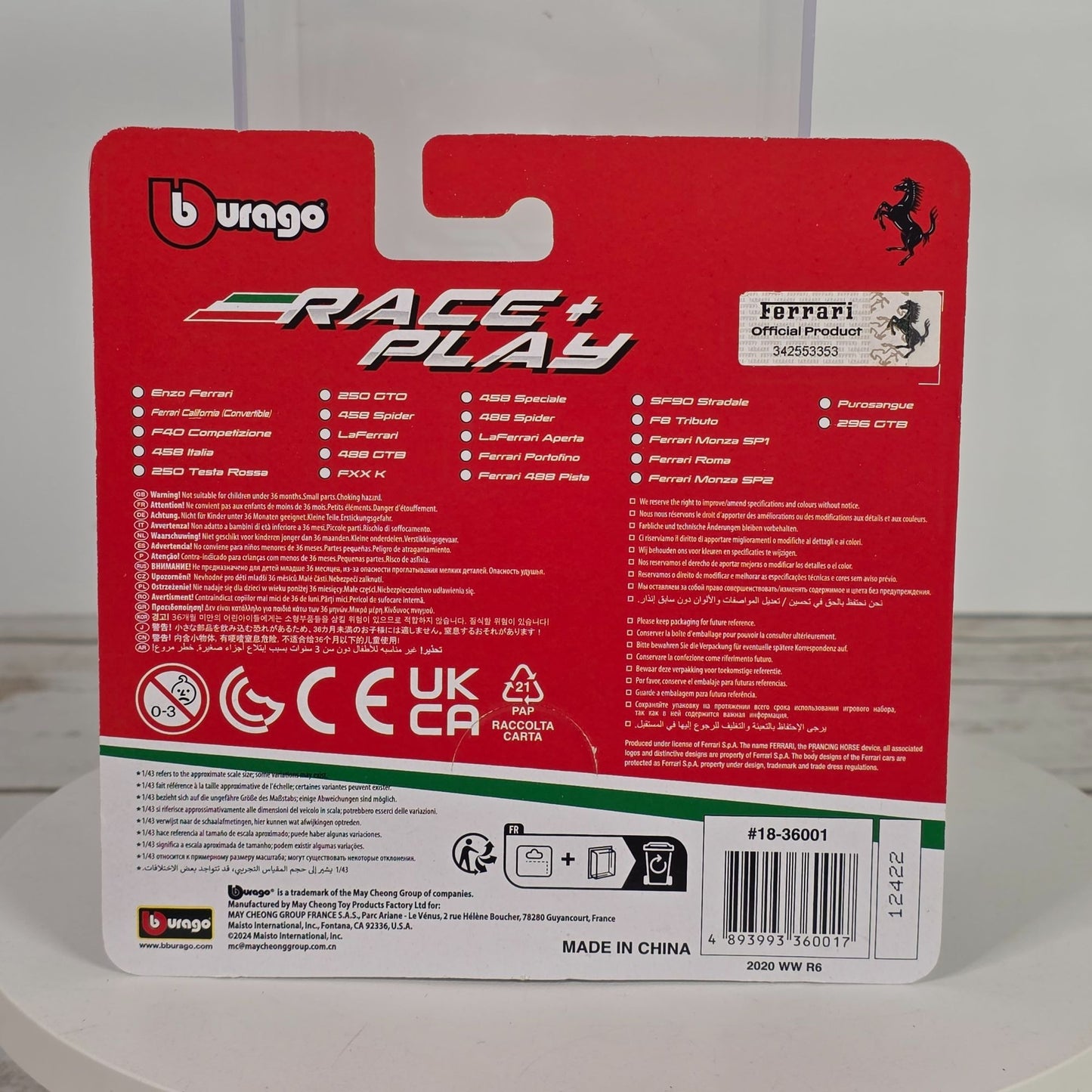 Ferrari Roma 1/43 Scale Die-Cast Model Car By Bburago Race & Play For Ages 3+