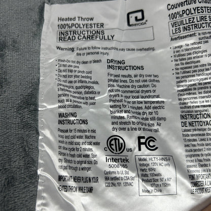 Eheyciga Heated Throw Blanket 50"x60" With Remote Control & Timer 100% Polyester Soft & Cozy ETL Certified Gray Color