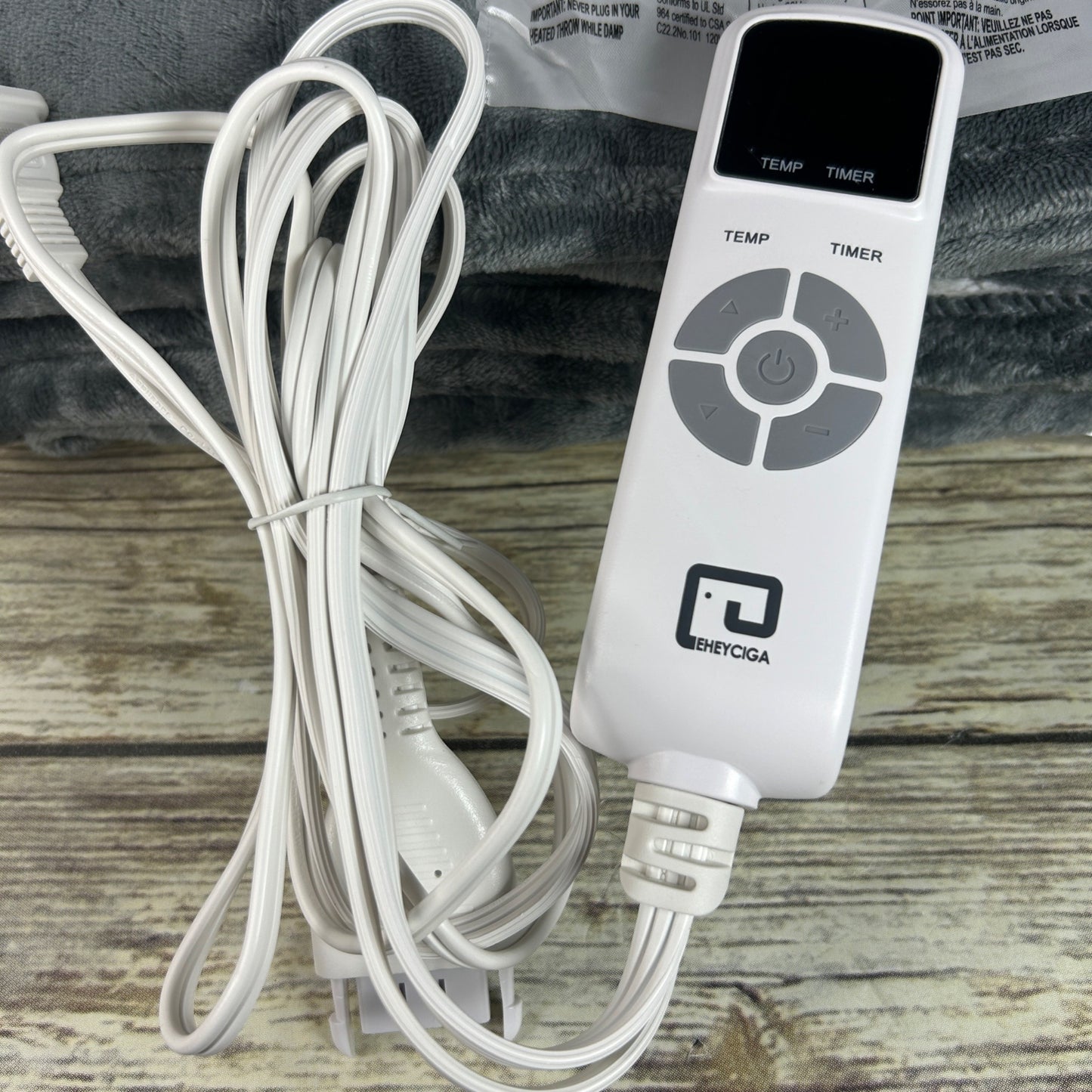 Eheyciga Heated Throw Blanket 50"x60" With Remote Control & Timer 100% Polyester Soft & Cozy ETL Certified Gray Color