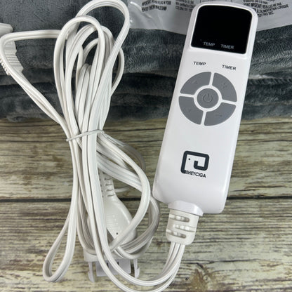 Eheyciga Heated Throw Blanket 50"x60" With Remote Control & Timer 100% Polyester Soft & Cozy ETL Certified Gray Color