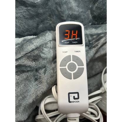 Eheyciga Heated Throw Blanket 50"x60" With Remote Control & Timer 100% Polyester Soft & Cozy ETL Certified Gray Color