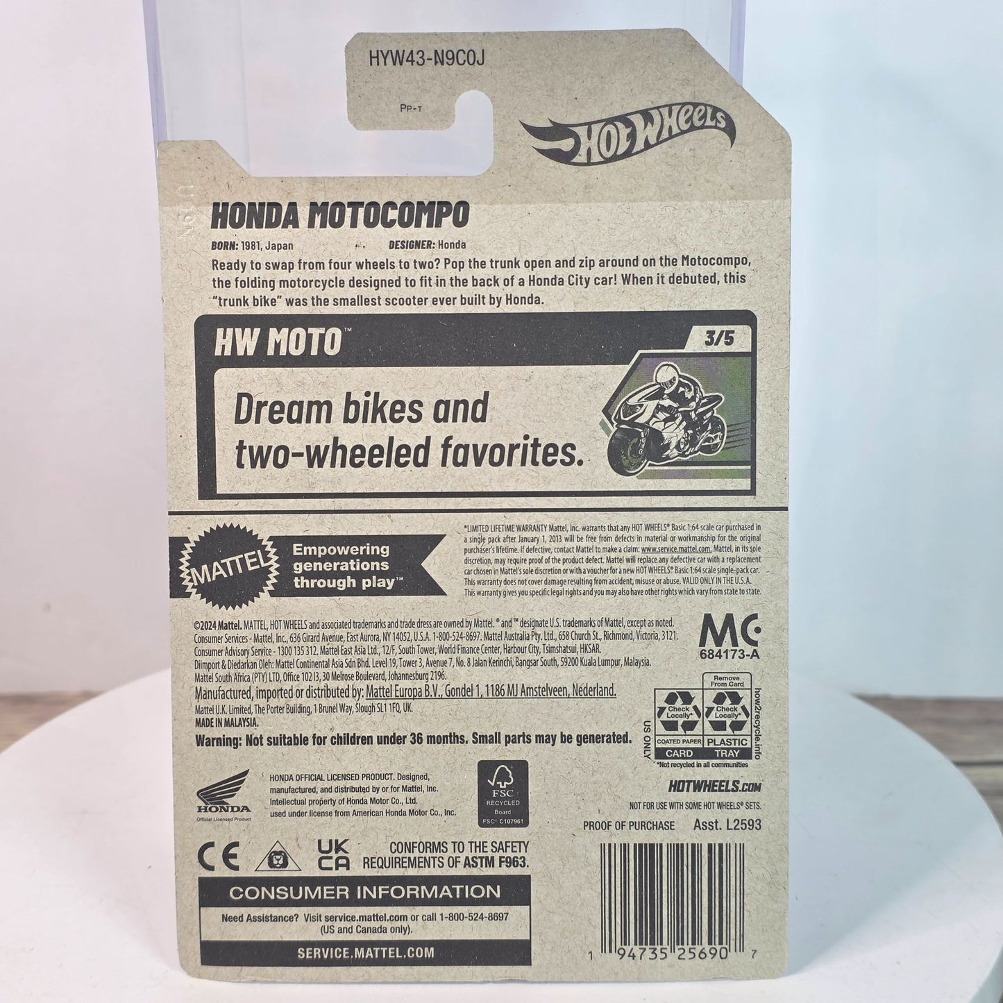 Hot Wheels Honda Motocompo 1:64 Diecast Model New For 2025