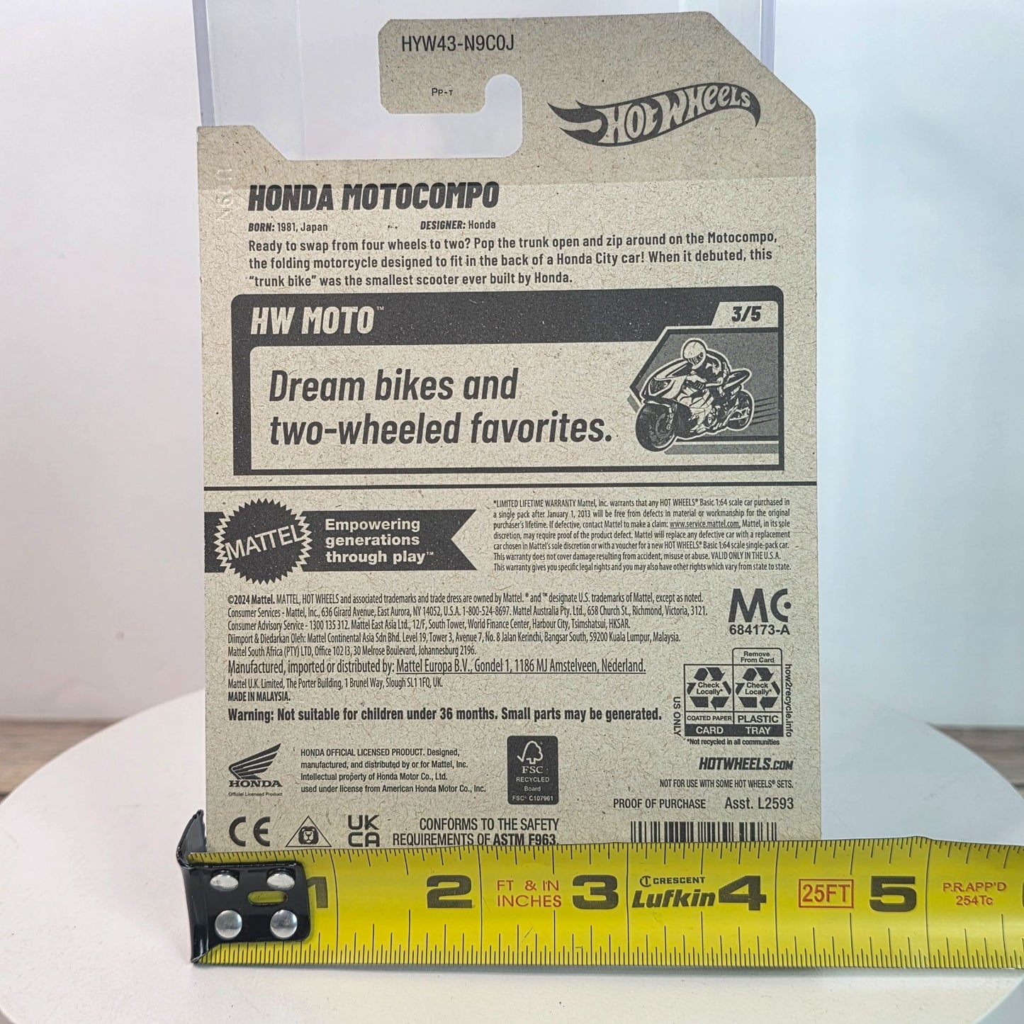 Hot Wheels Honda Motocompo 1:64 Diecast Model New For 2025