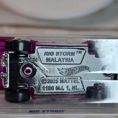 2025 E Case Treasure Hunt Hot Wheels X-Racers Rig Storm Purple Semi Truck Die-Cast Car 1:64 Scale Collectible Model