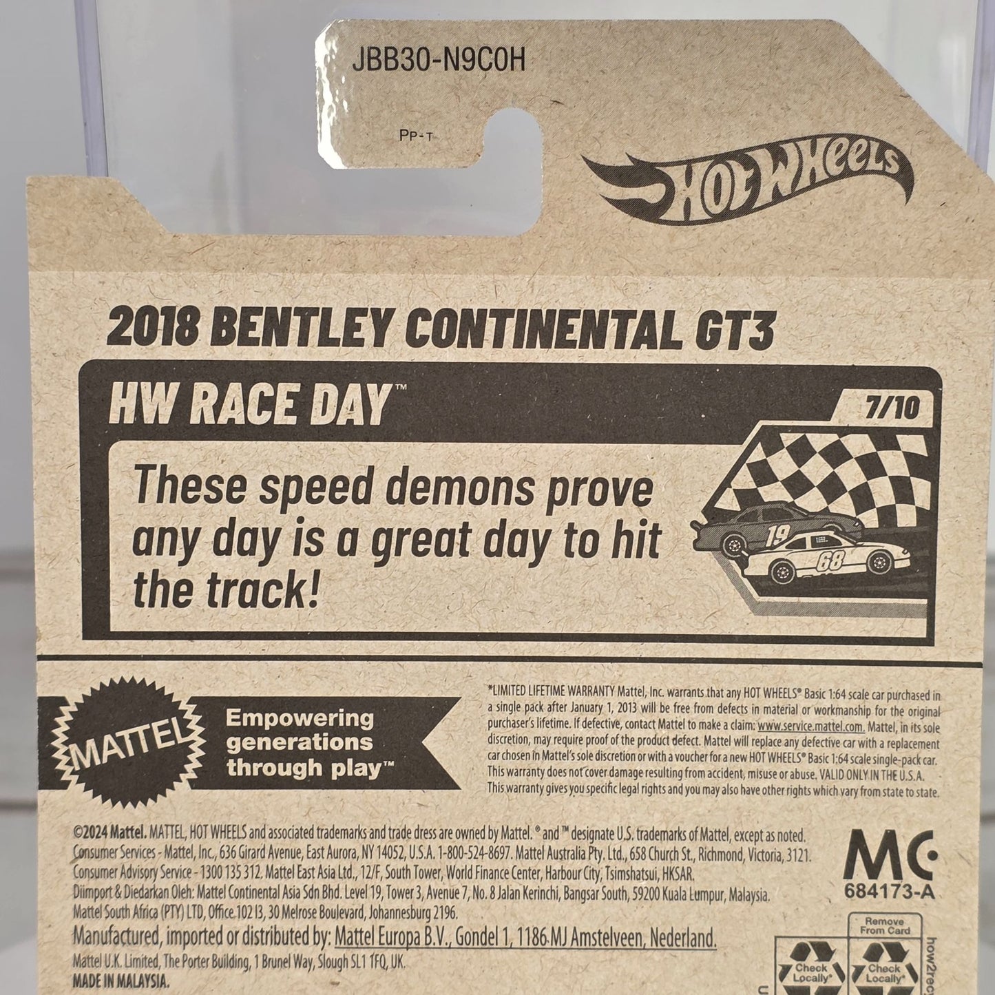 Hot Wheels 2018 Bentley Continental GT3 Die-Cast Car