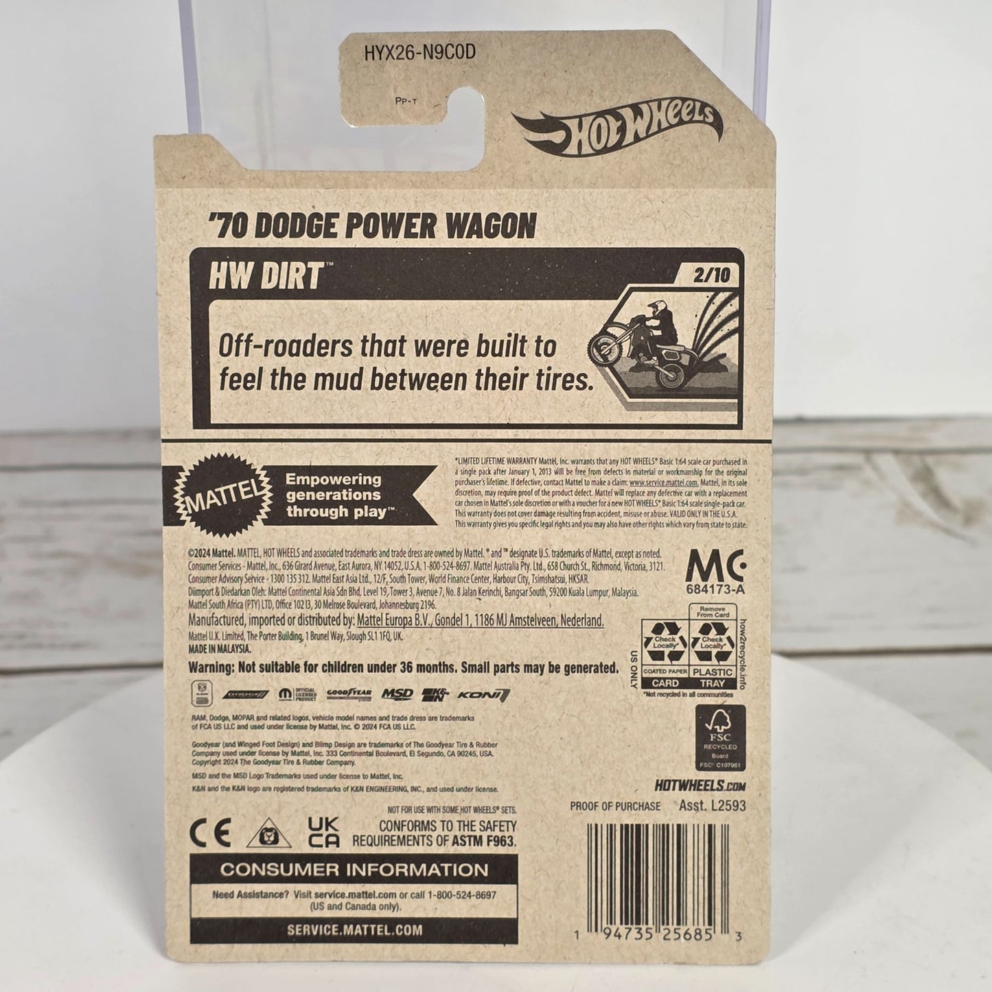 Hot Wheels 70 Dodge Power Wagon 1:64 Scale Die-Cast Truck  Limited Edition 56/250  HW Dirt Series