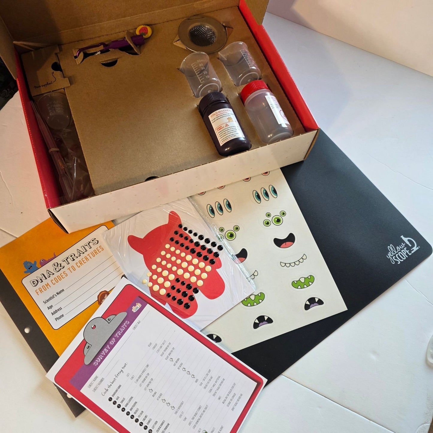 Yellow Scope DNA & Traits Science Kit Complete Open Box STEM Genetics Ages 8-12