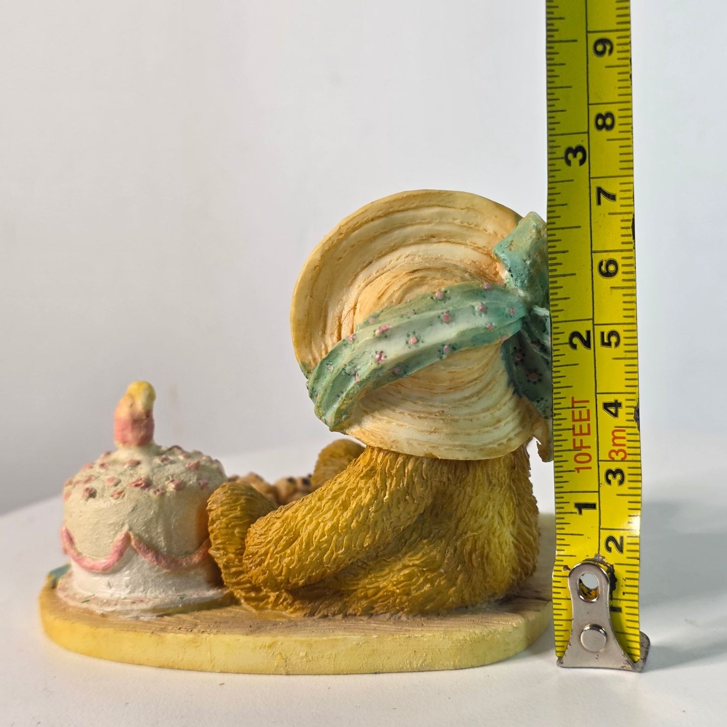 Vintage Cherished Teddies Anna "Hooray For You" Figurine 1991 Collectible Teddy Bear With Cake & Honey Scene