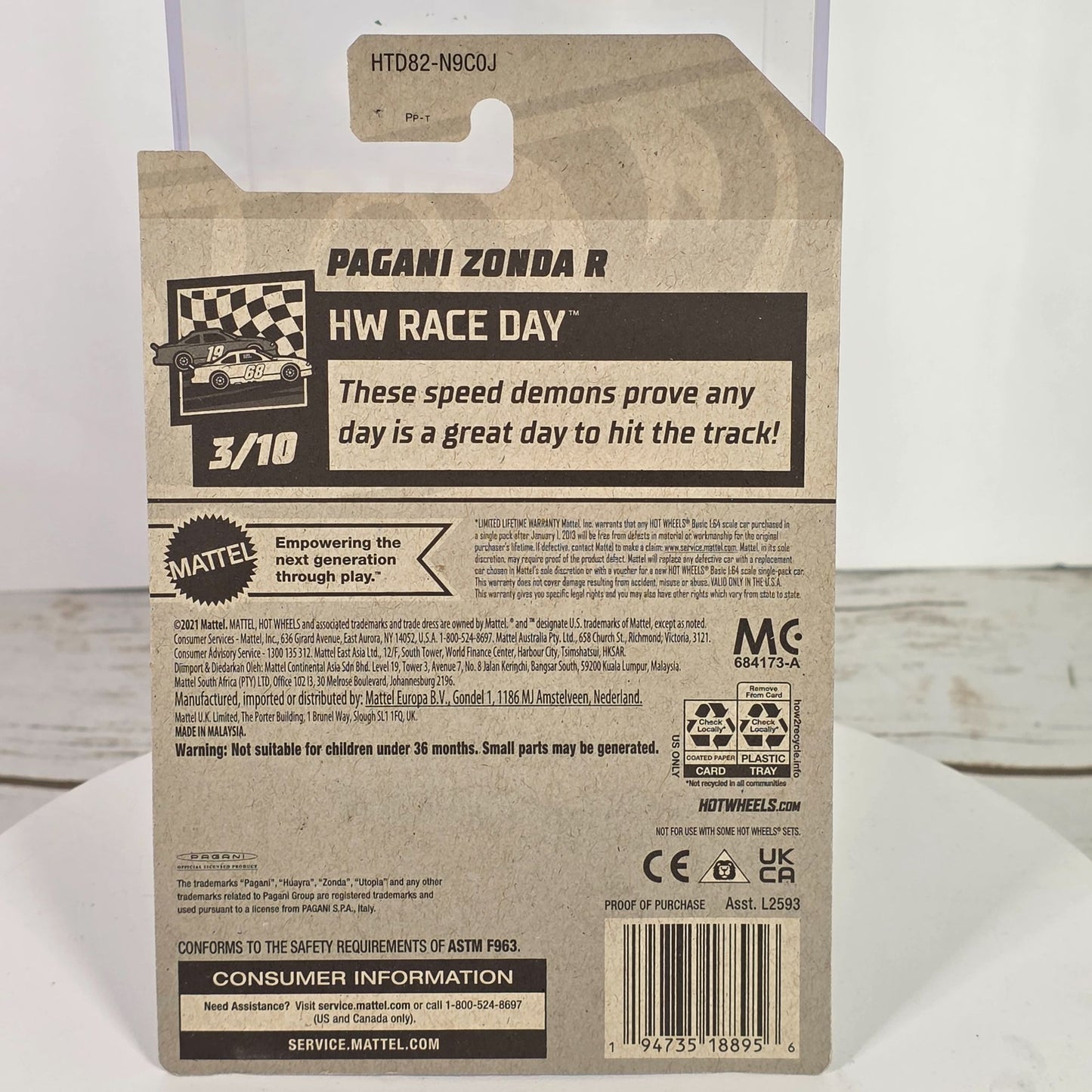 Hot Wheels Pagani Zonda R Die-Cast Car Yellow & Black HW Race Day Series 99/250 Limited Edition Model